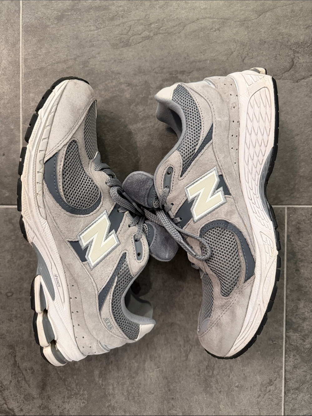 New Balance Men's Grey Mesh & Suede Sneakers